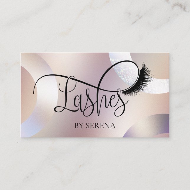 Tarjeta De Visita Chica de maquillaje de belleza Lash Relieve metali (Anverso)