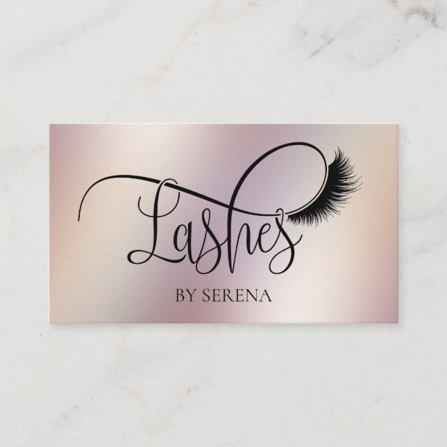 Tarjeta De Visita Chica de maquillaje de belleza Lash Relieve metali (Anverso)