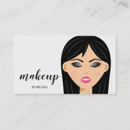Tarjeta De Visita Chica de Maquillaje de Cabello Negro Primer Plano 