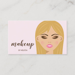 Tarjeta De Visita Chica de Maquillaje de Cabello Rubio Primer Plano 
