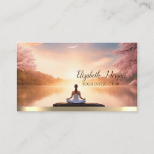 Tarjeta De Visita Chica de meditación puesta de sol de piedra Zen