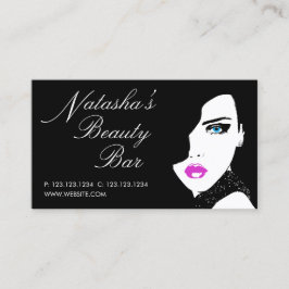 Tarjeta De Visita Chica de moda Bar de belleza rosa negro