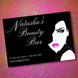 Tarjeta De Visita Chica de moda Bar de belleza rosa negro
