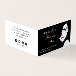 Tarjeta De Visita Chica de moda Bar de belleza rosa negro