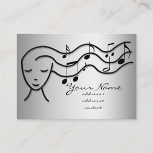 Tarjeta De Visita chica de música de efecto plateado