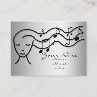 Tarjeta De Visita chica de música de efecto plateado