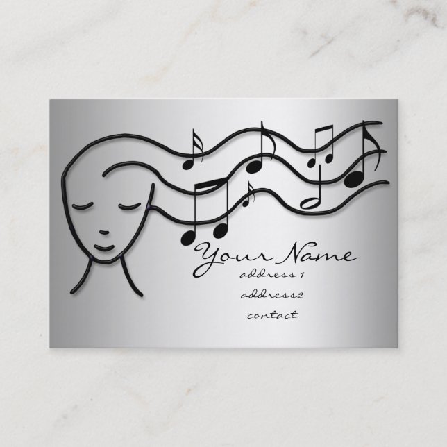 Tarjeta De Visita chica de música de efecto plateado (Anverso)