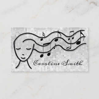 Tarjeta De Visita chica de música en diseño de secuencia de plata fa