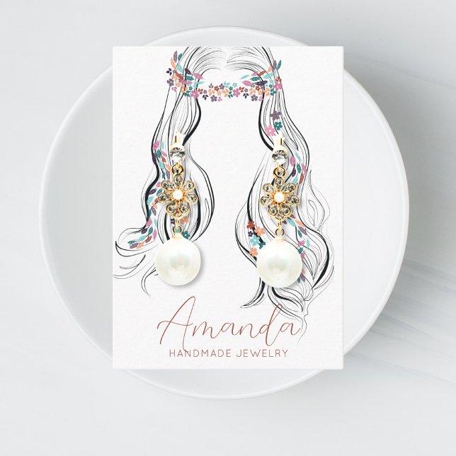 Tarjeta De Visita Chica de pelo ondulado Boho Floral Pastel Floral F (Subido por el creador)