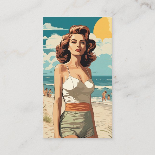 Tarjeta De Visita chica de playa de 1950 (Anverso)