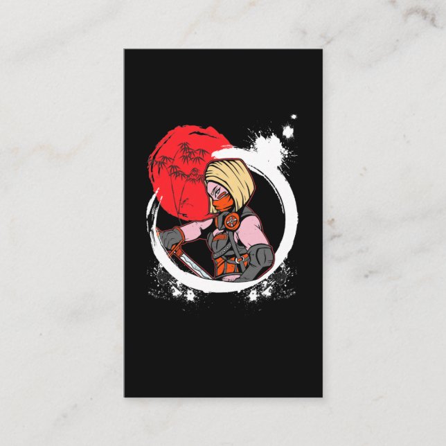 Tarjeta De Visita Chica de Samurai Anime Otaku (Anverso)