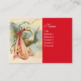 Tarjeta De Visita CHICA de STORK BABY SHOWER Pink Red