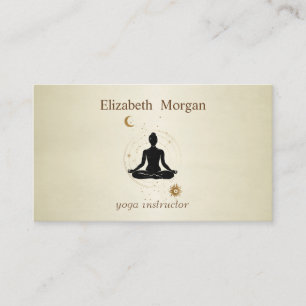 Tarjeta De Visita Chica de yoga profesional elegante luna sol