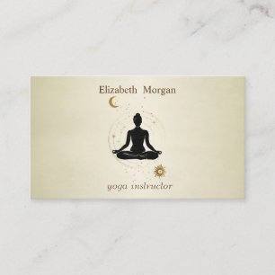 Tarjeta De Visita Chica de yoga profesional silueta luna sol