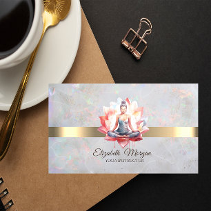 Tarjeta De Visita Chica elegante loto ópalo instructora de yoga