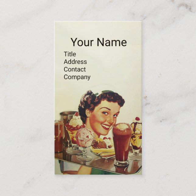 Tarjeta De Visita Chica FIESTA de ICE CREAM con bandeja de helados (Anverso)