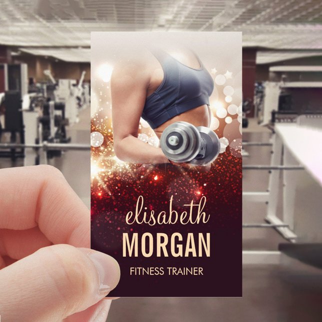 Tarjeta De Visita Chica Fitness Trainer Dumbbell Gold Purpurina Spar (Subido por el creador)