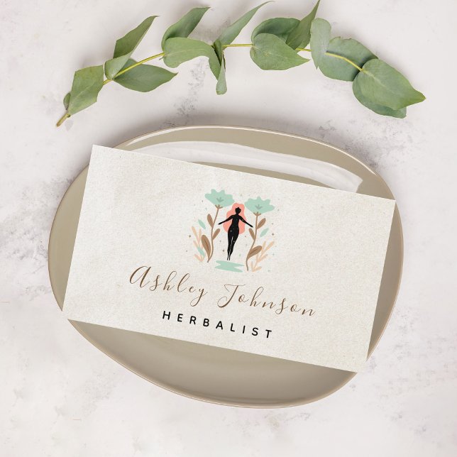 Tarjeta De Visita Chica floral cósmico herbático Beige neutro simple (Subido por el creador)