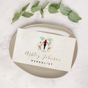 Tarjeta De Visita Chica floral cósmico herbático Beige neutro simple