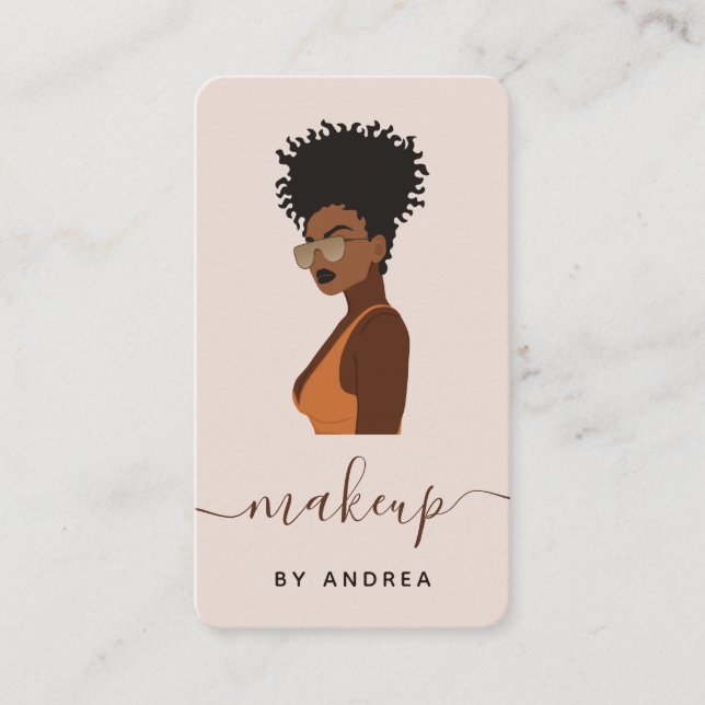 Tarjeta De Visita Chica Gafas de sol Ilustracion maquillaje Moda de  (Anverso)