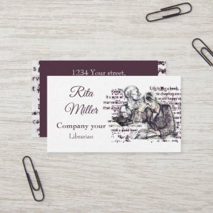 Tarjeta De Visita chica leyendo un libro