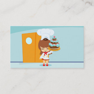 Tarjeta De Visita Chica lindo con pastel de chocolate
