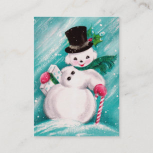 Tarjeta De Visita Chica lindo del muñeco de nieve