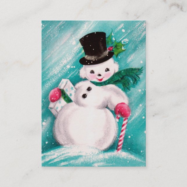 Tarjeta De Visita Chica lindo del muñeco de nieve (Anverso)