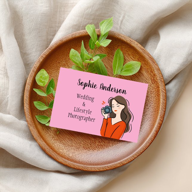 Tarjeta De Visita chica lindo fotógrafo con pinturas (Subido por el creador)