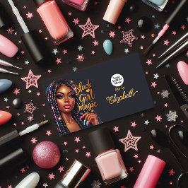 Tarjeta De Visita Chica Negro Magic Elegant Hair Salon Branding