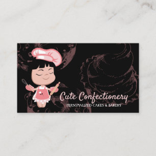 Tarjeta De Visita Chica Panadera de Repostería de Confitería Negra