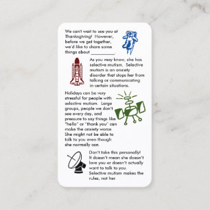 Tarjeta de visita Chica para unirse al mutismo sel