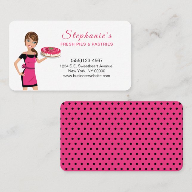Tarjeta De Visita Chica Personalizado lindo sostiene pastelería de p (Anverso / Reverso)