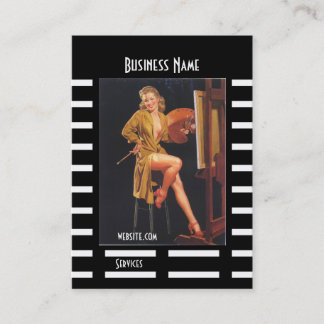 Tarjeta de visita chica pin up negra vintage retro