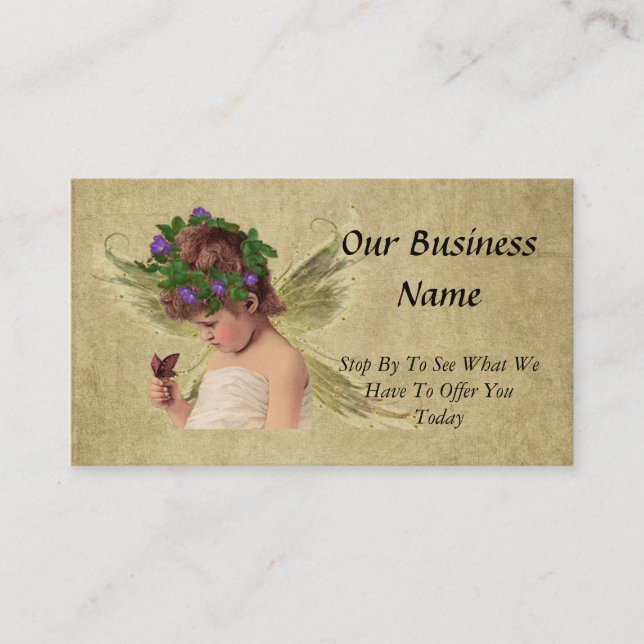 Tarjeta De Visita Chica precioso elegante w/butterfly del ángel (Anverso)