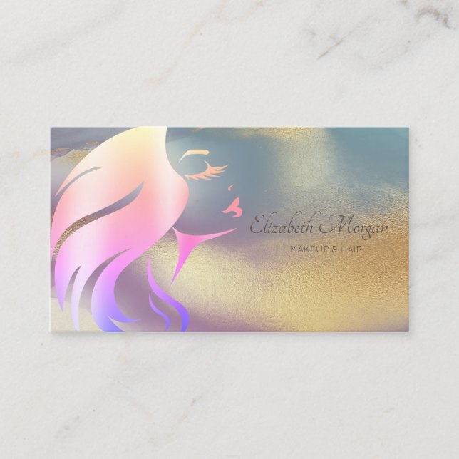 Tarjeta De Visita Chica profesional Cara Silhouette Colorful Gold (Anverso)