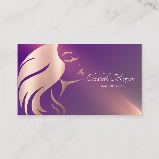 Tarjeta De Visita Chica profesional Face Silhouette Purple (Anverso)