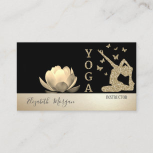 Tarjeta De Visita Chica Purpurina de oro Silhouette Gold Lotus Black