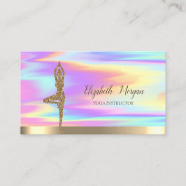 Tarjeta De Visita Chica Purpurina de oro Yoga Holográfica