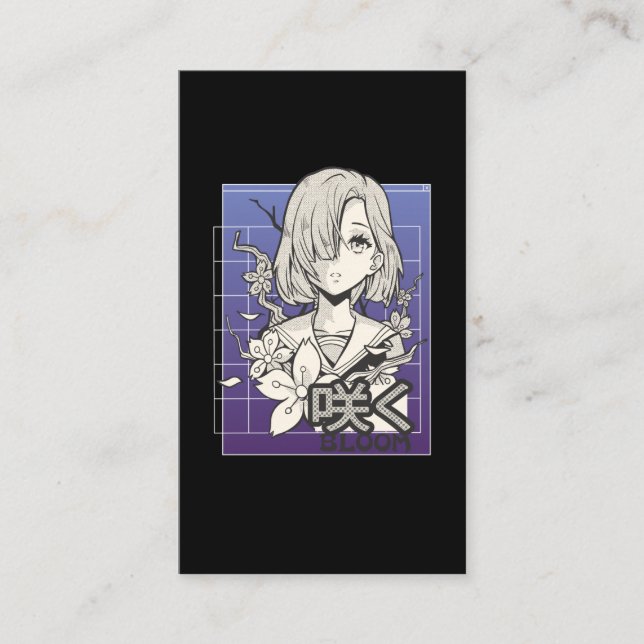 Tarjeta De Visita Chica retro anime Otaku Manga Comic adolescente ja (Anverso)