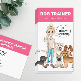 Tarjeta De Visita Chica Rubia y Perros Entrenadora de Perros Persona