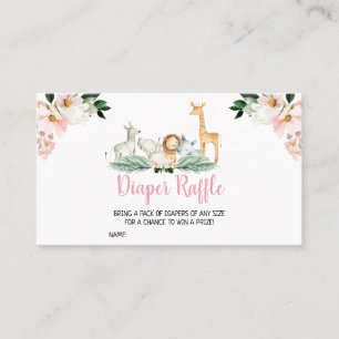Tarjeta De Visita Chica Safari Animales Baby Shower Diaper Raffle