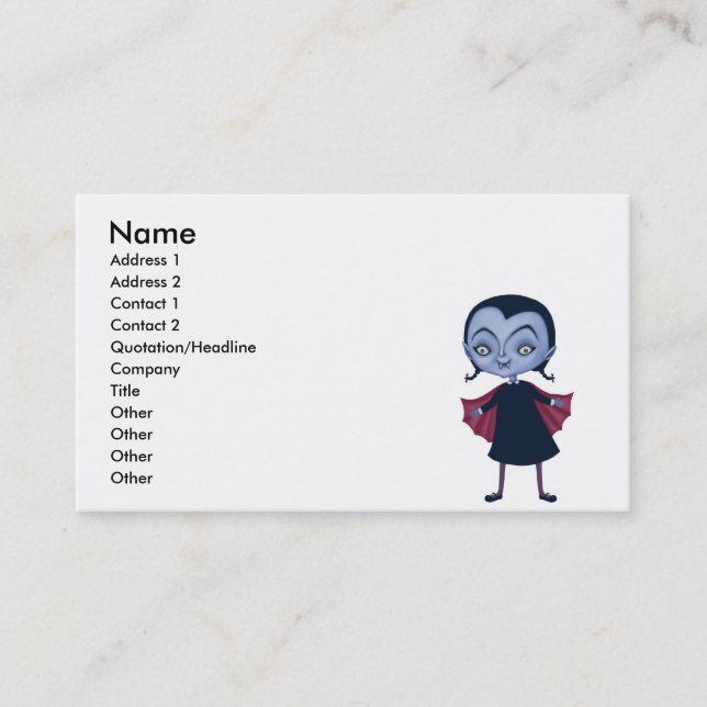 Tarjeta De Visita chica vampiresa adorable (Anverso)