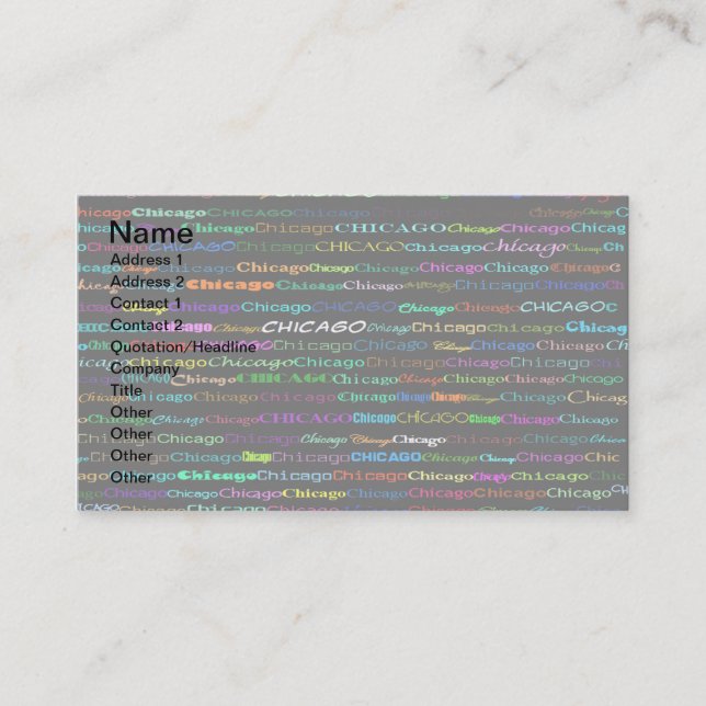 Tarjeta De Visita Chicago Text Design I Business Card I (Anverso)
