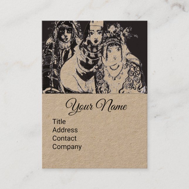 Tarjeta De Visita CHICAS ANATOLIANOS dibujando papel negro marrón (Anverso)
