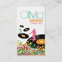Tarjeta De Visita Chicas bailarines Retro Vinyl Pop Dots Artistas Ne