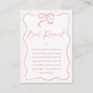 Tarjeta De Visita Chicas Bow rosa Solicitud de libro Baby Shower Ins