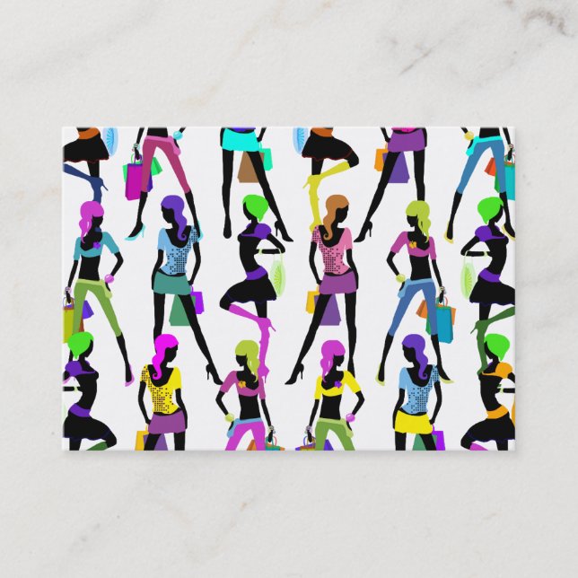 Tarjeta De Visita Chicas de glamour de compras (Anverso)