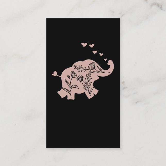 Tarjeta De Visita Chicas elefantes Flores femeninas (Anverso)