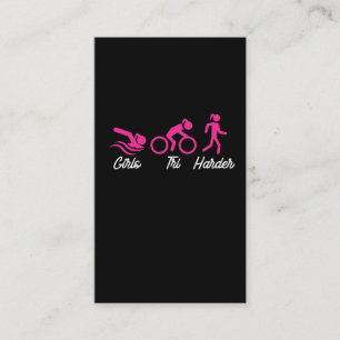 Tarjeta De Visita Chicas Tri Harder Bañan Bicicleta Divertido Triat